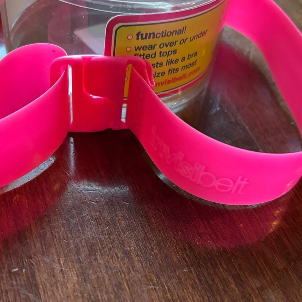 Set of Two (2) Invisibelt Girl No-Bulk Belts- neon pink and translucent purple.
